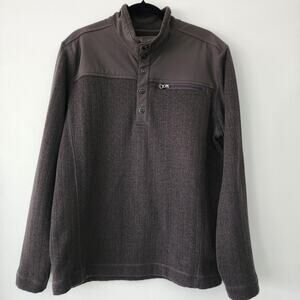 REI 1/4 Snap fleece pullover‎ sweater gray ribbed mens size L
